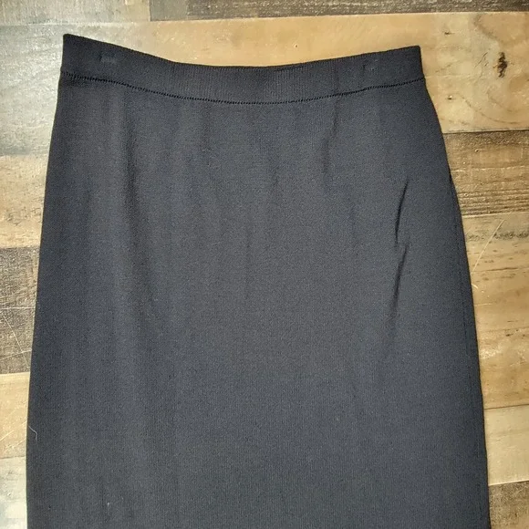 St. John Evening Black Santana Knit Maxi Skirt Side Slit Size 12 Made in USA‎ - Picture 3 of 10